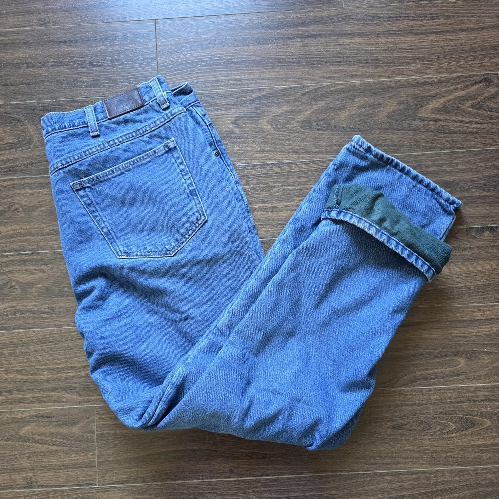 L.L. Bean Relaxed Denim Jeans Flannel Lined in Classic Blue
